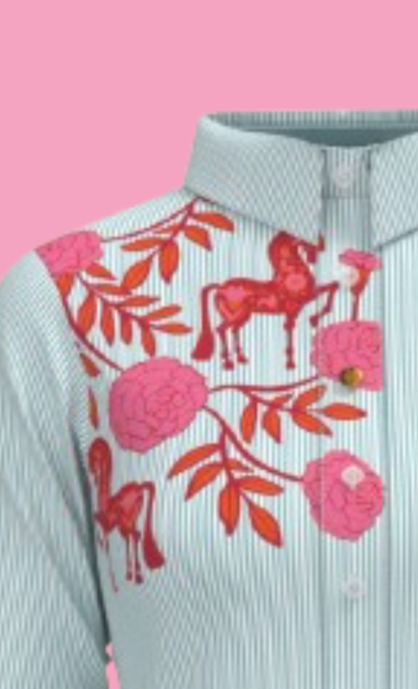 Espoir Pink Peony Pin Stripe